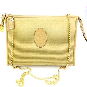 Yves Saint Laurent Green Brown Leather Bag